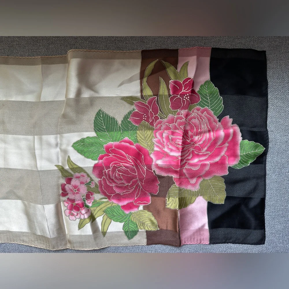 Charter Club 100% Silk Floral Scarf